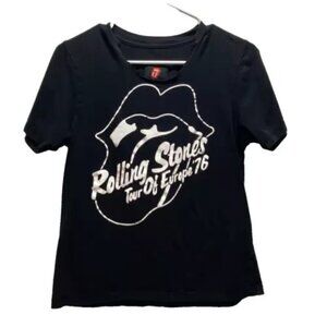 Rolling Stones T-Shirt Tour Of Europe '76 Forever 21 Boys 11/12 Unisex Black GUC